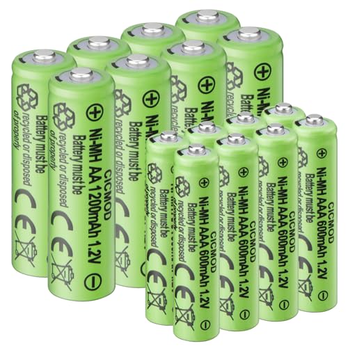 CICMOD Pilas Recargable AA y AAA 16 Piezas, 1,2V Batería Recargables NiMH