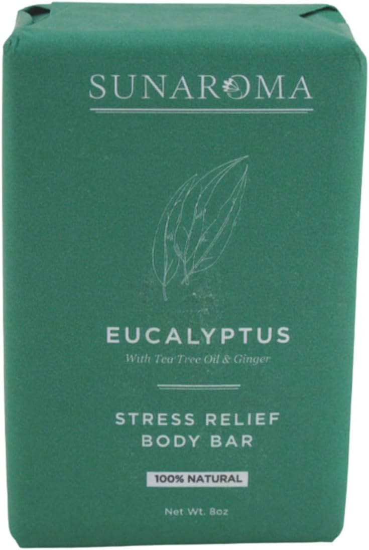 Sunaroma Soap Bar Eucalyptus Tea Tree + Ginger 8 Ounce (Pack of 6)