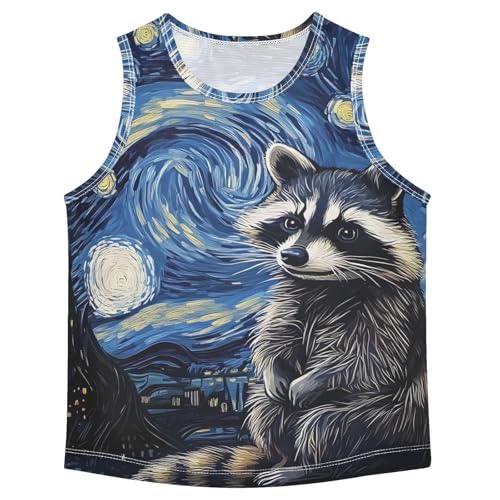 Boys' Tank Top Shirt Raccoon Starry Sky Sleeveless T-Shirts