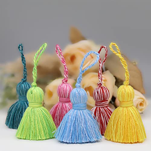 Amokk Chunky Small Tassels For Bookmarks With Hanging Loop Cute Tassels For Crafts Jewelry Making 2.9-Inch 24 Pcs (Orange) #TOP2