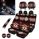 Micandle Native American Print Car Accessories, Full Set of 11 Piece,Full Set Seat Cover, Car...