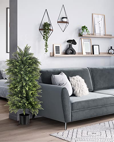 Image of 2 Pack 3.5ft Artificial Trees for Outdoor and Indoor Use, Front Porch Decor, UV Rated Potted Plants for Front Door, Office