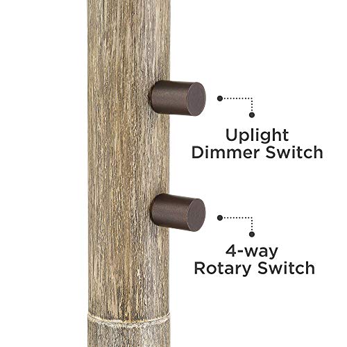 Franklin Iron Works Plymouth Rustic Farmhouse Torchiere Floor Lamp Standing 3-Light Dimmable 72" Tall Bronze Faux Wood Metal Mica Cone Shade Decor For Living Room Reading House Bedroom Home Office #TOP4