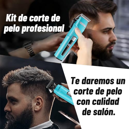 VGR 694 S2 Maquina Cortar Pelo Profesional Set, Inalámbrica Cortadora de Pelo Hombre Set con Base de Carga Magnética, Cortapelos Hombre Kit con Cuchillas De Cerámica y Pantalla LED, Verde - imagen 8