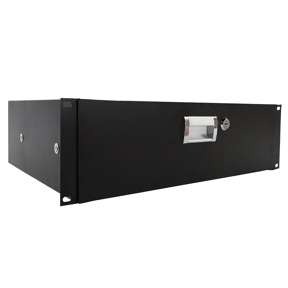 Ktaxon 3U Rack Drawer DJ Locking Drawer with Key with Unmatched Material, Safety Design and Widely Application(Black)
