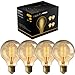 Produktbild 4 Pack of Woowtt Nostalgie Edison Lampe Bernstein Vintage Stil Edison Gelb Glas Glühbirne, 25W G80 Linie, E27, 220V, Warmes Licht, 60lumen