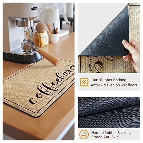 Jegjma-Coffee Mat-Coffee Bar Mat For Countertops, Absorbent Drying Coffee Maker Mat Hide Stain Rubber Backed Coffee Bar Accessories Fit Under Coffee Machine Coffee Pot Espresso Machine 24X16In #TOP1