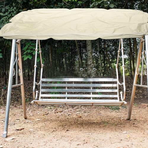 Protector para columpio cubierta de patio de tres asientos poliéster beige 5