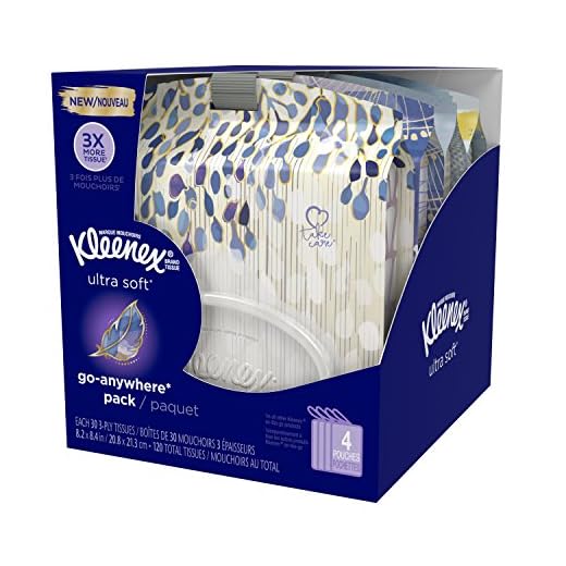 Kleenex Ultra Soft Go Anywhere Facial Tissues,30 Count (Pack of 4)
