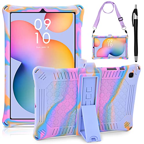 KATUMO Silicone Case for Samsung Galaxy Tab S6 Lite 10.4 inch 2024 2022 2020 Tablet (SM-P620N / P625N / P610/P613/P615/P619) Soft Rubber Cover with Stylus Pen Shoulder Strap S6 Lite Case