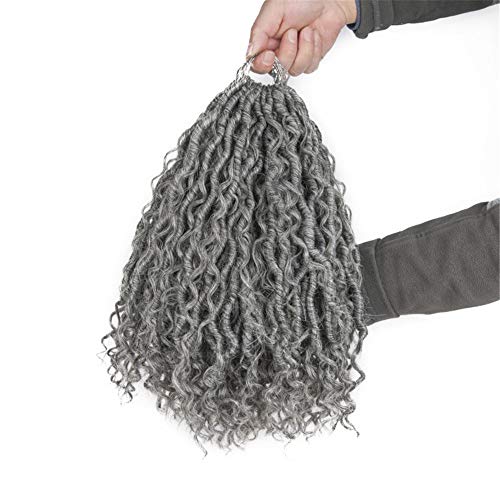 LEVITA River Goddess Locs Crochet Hair 14 Inch 6 Packs Pre-looped Soft Wavy Curly Faux Locs Crochet Hair Synthetic Twist Braiding Hair Extensions Bohemian Fauxs Loc (Gray)