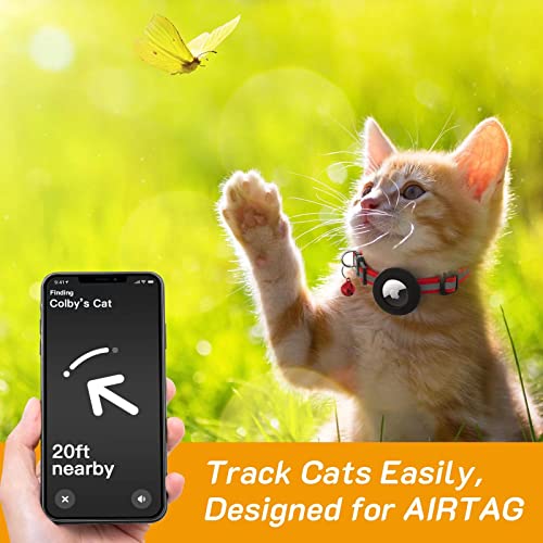 6 Pack Airtag Cat Collar Breakaway With Bells,Reflective Kitten Collar With Apple Airtag Cat Collar Holder,Adjustable,Ideal For Girl Boy Cats,Pet Supplies,Accessories,Gifts(6 Cat Collars & 2 Holder) #TOP1