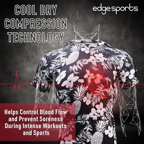 Tropical Compression Shirt for Men Short Sleeve - Swim Shirt, Rash Guard, Gym Undershirt2