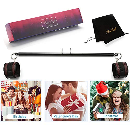 Sovyime Ensemble de Barres d'écartement Ajustables en Noir avec 2 Brun Sangles en Cuir Ensemble d'entraînement Sportif Cover