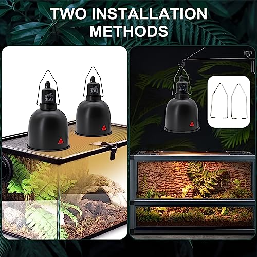 FOUDOUR 5.5 Inch Deep Dome Reptile Light Fixture with Separate Switches, Aquarium Dome Reptile UVB Light Socket Fixture, Reptile Heat Lamp Fixture Fit for UVB Bulb Basking Heat Bulb - Thumbnail 5