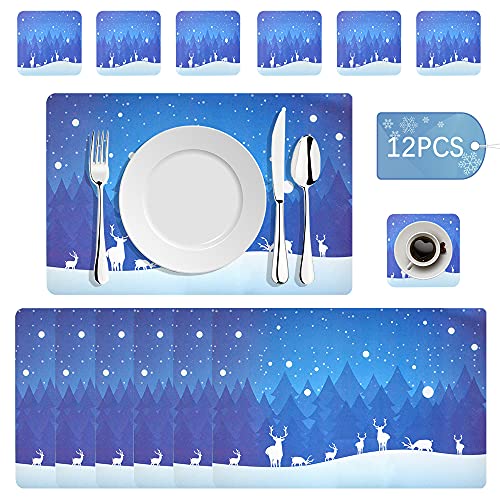 Sets de table de Noël, lavable, sets de table de Noël, résistants à la chaleur, tapis de table de Noël, pour table de table de Noël, table de Noël, sets de table de Noël Cover