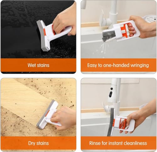 Image of UCRAVO Mini Sponge Mop for Kitchen & Home Cleaning | Self Squeeze Foldable Sponge Mop | Wet & Dry Portable Cleaning for Bathroom, Glass,Car Mirror, Countertop | Mini with Self Wringing Handle