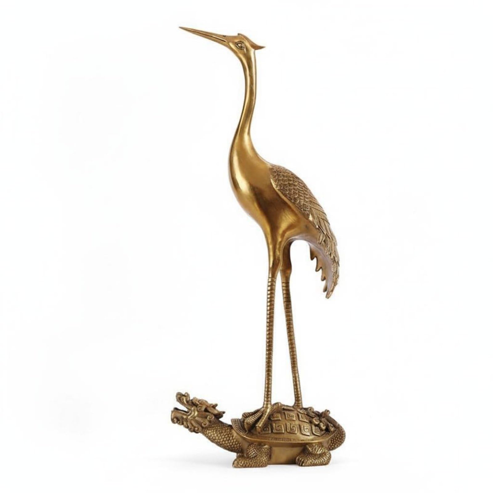 Adorno de Ave Zancuda de la Longevidad Coleccionable Escultura de Bronce Estilo Chino Diseño Llamativo Decoración del Hogar para Entrada, Amarillo, 72 Delantero Izq.