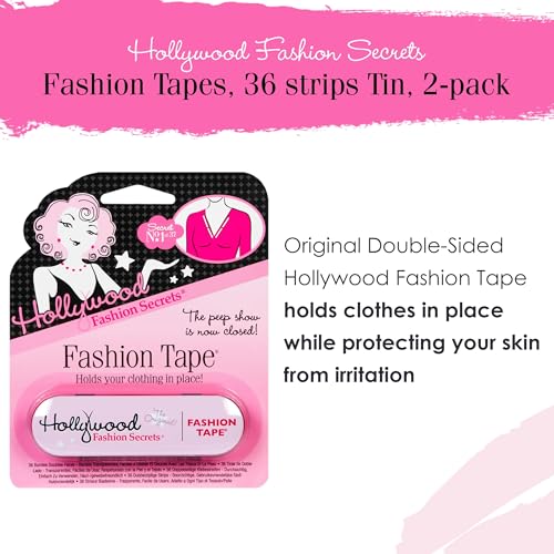 Image of Hollywood Fashion Secrets Fashion Tape Double Sided Body Tape, 72 Strips | Fabric Adhesive Strip for Clothing, Strong Hold Boobtape, Dresses & Clothes, Hypoallergenic, Skin Safe, All Day Wear