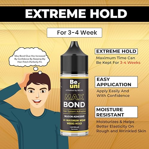 Image of Max Bond Glue 30ml for Hair Wig | Men & Women | Strong Hold 3-4 Weeks | Waterproof Hair Wig Glue Adhesive | Skin Friendly & Flexible | Clear Drying Formula (Pack of 1)
