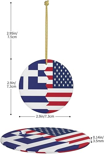 Miniatura 3 de Bandera griega de Estados Unidos, adornos de cerámica para colgar, adorno colgante de Navidad personalizado para decoración del hogar