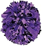 chassé Metallic Cheerleading Poms - Shiny Metallic Cheer Pom with Baton Handle for Dance Sports Celebrations (Single, Purple)