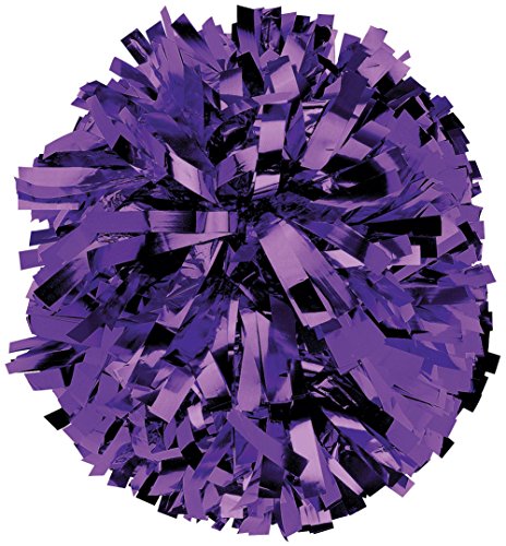 chassé Metallic Cheerleading Poms - Shiny Metallic Cheer Pom with Baton Handle for Dance Sports Celebrations (Single, Purple)