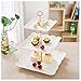Sumerflos 3 Tier Porcelain Cupcake Stand, Tiered Serving Cake Stand, Square White Embossed Dessert Stand, Weddings Parties Pastry Serving Tray