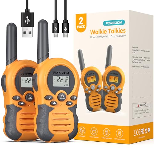 FOREDOM Rechargeable Walkie Talkies for Kids Walkie Talkies Long Range for Boy & Girl Age 3 to 12 Year Old Birthday Toys - 2 Pack