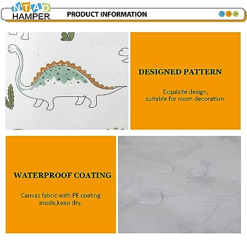 Image of NTAOHAMPER Dinosaur Laundry Hamper, laundry Basket, Waterproof Storage Bin for Bedroom, Clothes Organizer Basket, Room Decor(Light Dinosaur)