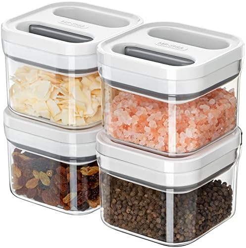 MR.SIGA 4 Pack Airtight Food Storage Container Set, BPA Free Kitchen Pantry Organization Canisters, One-handed Airtight Cereal Snack Candy Storage Containers, 1 L / 34oz, Medium, Black - Thumbnail 4