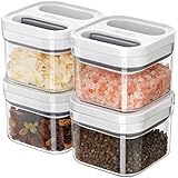 MR.SIGA 4 Pack Airtight Food Storage Container Set, BPA Free Kitchen Pantry Organization Canisters, One-handed Airtight Cereal Snack Candy Storage Containers, 360ml / 12.2oz, Small, White