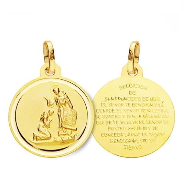Inmaculada Romero IR Bendición San Francisco medalla oro 18k unisex 18 mm. bisel liso