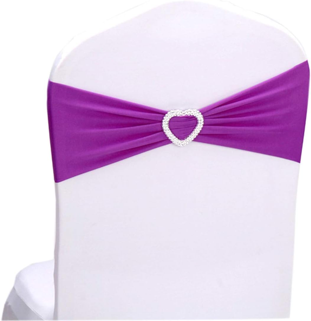 ASYBHYY 12 Pcs Elásticas Spandex para Decorar sillas, Bandas con Lazos para Lazo Silla Boda Cumpleaños Decoración Navidad Fiesta Banquete (Purple)