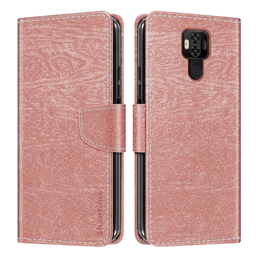 Custodia Portafoglio pelle Compatibile con Ulefone Power 6 Cover Colorata Flip con Portacarte Chiusura Magnetica ProtettivaOro Rosa