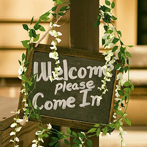 Foevaflo Artificial Wisteria Flowers, Arch Garland, Fake Silk Vine, Hanging Plant Decoration For Party Home Garden Outdoor, Wedding Arch Floral Decor, 7.2Ft/Pcs (8Pcs, White) #TOP5