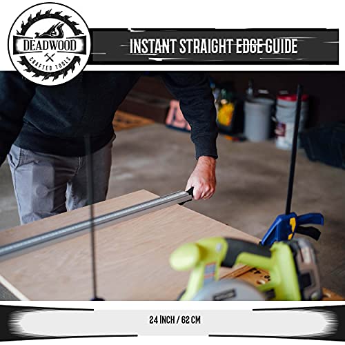 DCT Aluminum Pro Grip Clamp Straight Edge Wood Cutting Table Saw Guide, 24in / 62cm – Circular, Rotary, Jig, Router