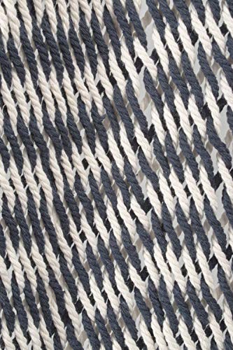 Bliss Hammocks Bh-402Rp-Bl Brazilian Style Rope Hammock, Indoor/Outdoor Deck, Poolside, Backyard, Supports Up To 350 Lbs, Braided Rope Ends & Zinc-Coated Hardware, 34 Inch Wide Bed, Blue & Natural #TOP1