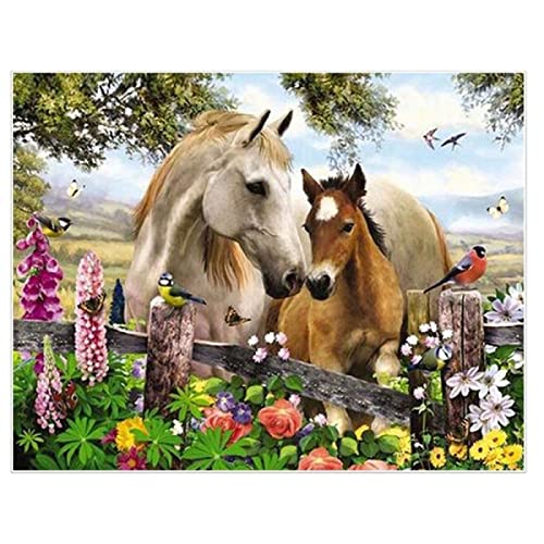 Point de croix kit complet broderie fil motif cheval débutant canevas imprimé 40x50
