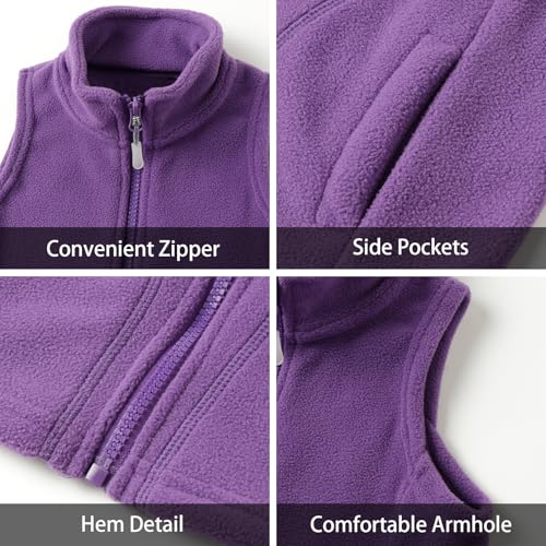 Image of LittleSpring Boys Girls Fleece Vest Sleeveless Jacket Full-Zip Fall Winter Warm Outerwear