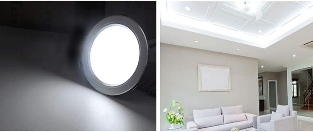 Spotlight，Anti-Glare Led Downlight round Recessed Ceiling Panel Lamp Embedded Integrated Household Spotlights Commercial Store Aisle Entrance Lighting Fitting Aluminum Outdoor Lights/Cool W