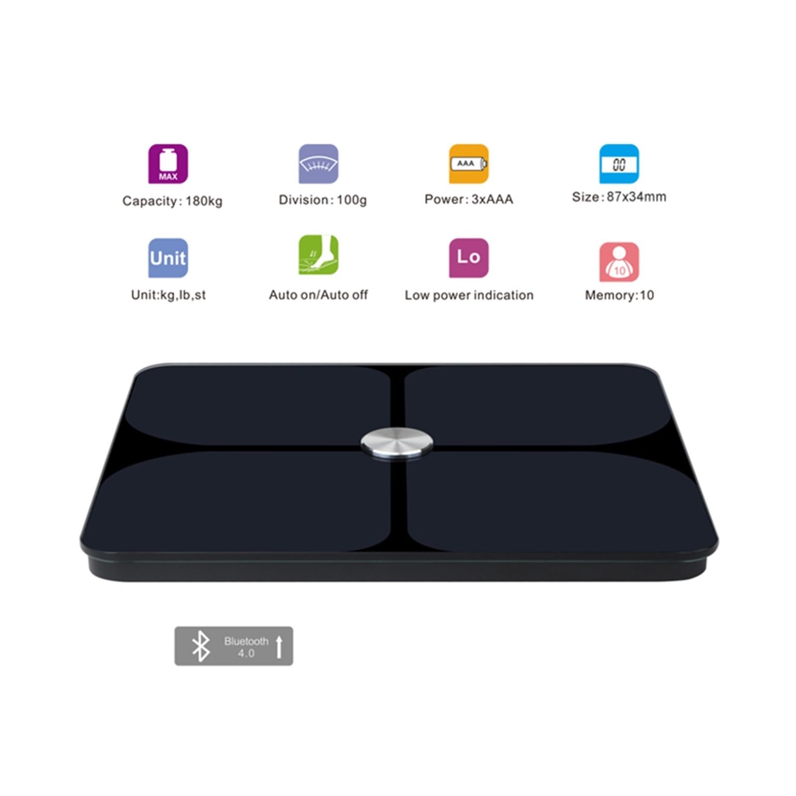 Báscula De Peso Corporal For Baño Digital, Balanza Bluetooth, Grasa Humana Inteligente, Pesaje Bmi For El Hogar Preciso FáCil De Leer(White)