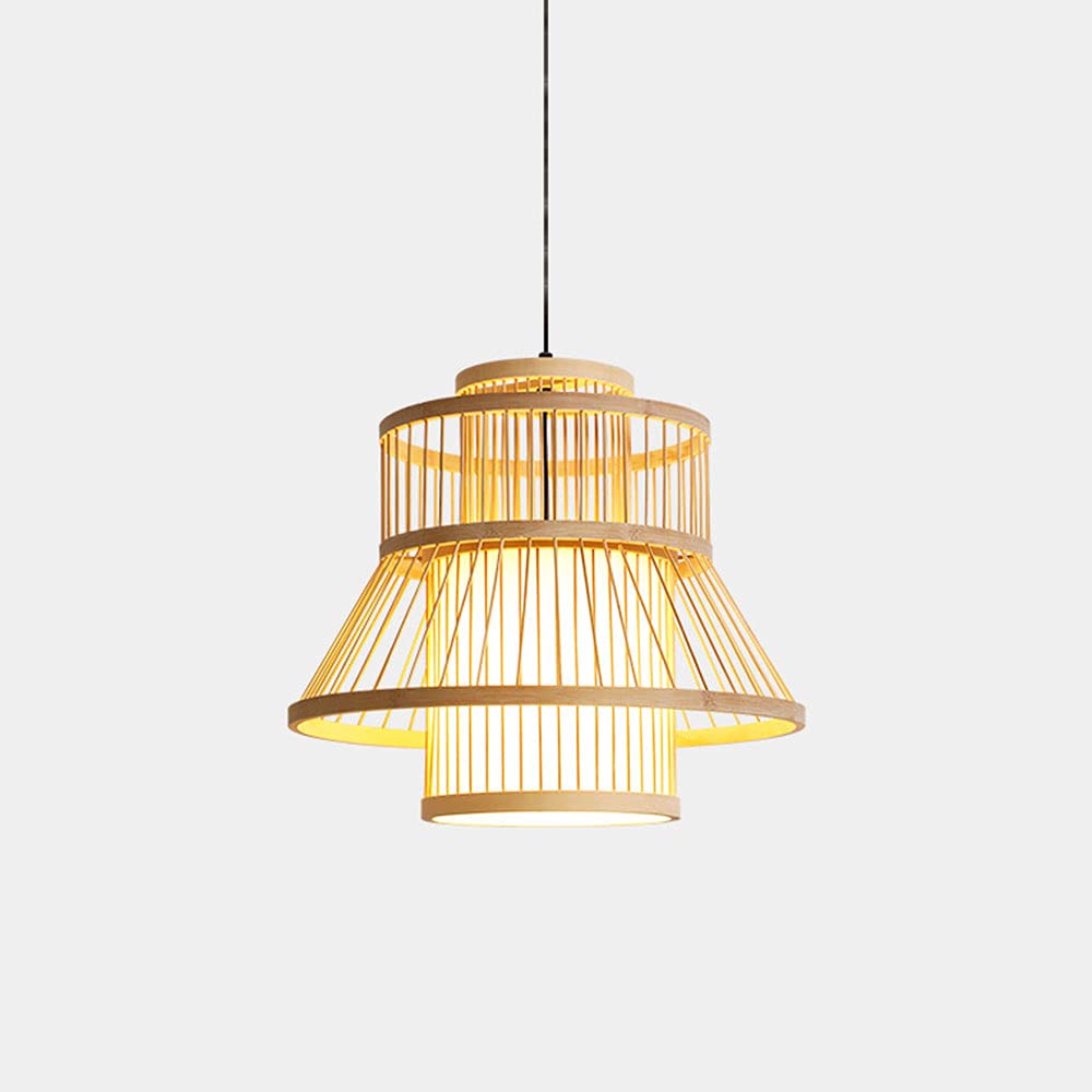 Suspension en rotin et abat-jour en osier E27 pour luminaire de salle de restaurant