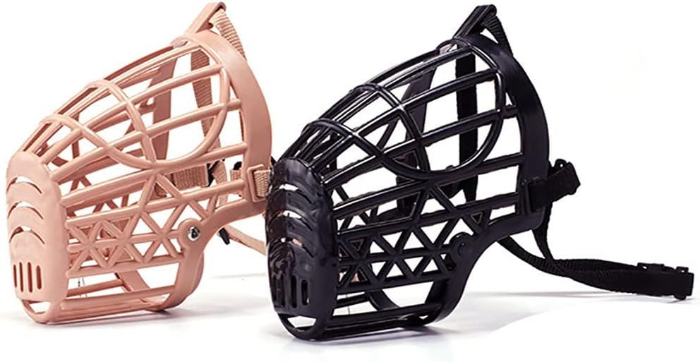 TEHAUX Dog Muzzle Basket Adjustable Anti-Bite Cover for Large Dogs 5.7 Inch Breathable Training Mouth Guard for Barking and Chewing Control