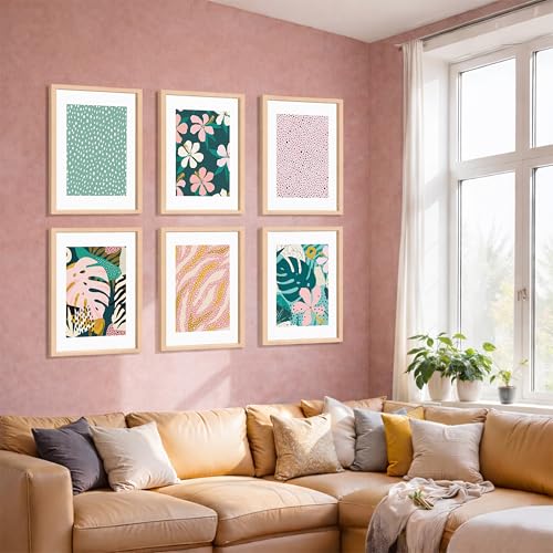 Image of NoWorries Pestal Colors Wall Framed Paintings for Home decor - Modern art wall frames for wall decor (Pattern-Minimal art) Set of 6 (10x13inches Multicolor) (ART-2)