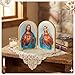 BrightRow 5.1 x 3.5 Inch Sacred Heart of Jesus Picture Immaculate Heart of Mary Folding Diptych Wall Catholic Art with Gold Tone Design for Prayer Room Christian Gift Religious Home Decor