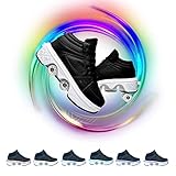 DADUDU Unisex Skates Deformation Rollschuh USB Aufladen Blinken Leuchtend Doppelreihe Skate 2-In-1-Mehrzweckschuhe Verstellbare Quad-Rollschuh