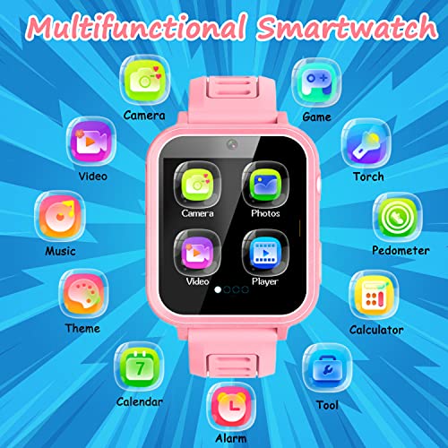 Wiszodet Smart Watch For Kids Gift For Girls Age 5-12, 1.54" Touch Screen Kids Smart Watch With Hd Camera Video 24 Games Music Pedometer Flashlight Alarm Clock, Gifts For 7 8 9 10 Year Old Girls Boys #TOP1