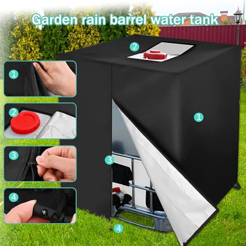 Fundas de jardín impermeables para tanques IBC - Fundas protectoras con cremallera y bolsa de almacenamiento, ideal para protección de contenedores de agua de lluvia al aire libre