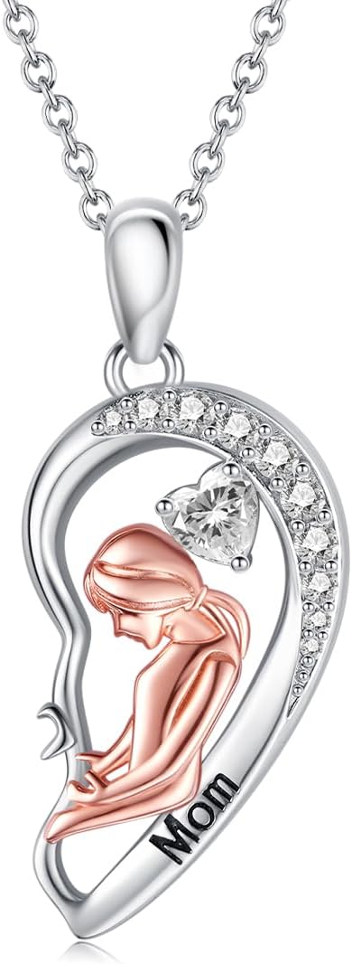 S925 Heart Necklace for Mom Wife Women S925 Sterling Silver Pendant Necklace Jewelry Gift for Mother's Day Birthday Christmas Wedding Thanksgiving Day Gift - Image 4